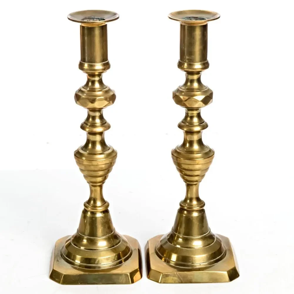 Solid Brass Candle Holders - Heavy Vintage - 8.5